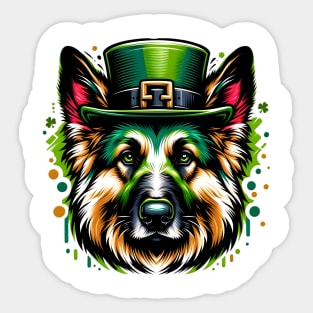 Vibrant German Shepherd Dog Celebrates Saint Patrick's Day Sticker